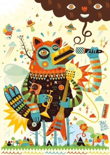 Music - Niark 1 - Portfolio - Lezilus, Agence d'illustrateurs et de graphistes internationaux Ã Paris - Michel Lagarde, Nicolas Pitzalis #guitar #print #illustration #poster #music #animal