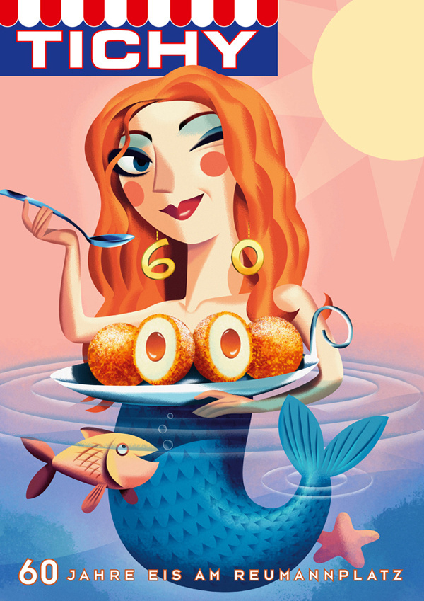 TICHY Ice Cream Posters on Illustration Served #illustration #fish #sea #sirens