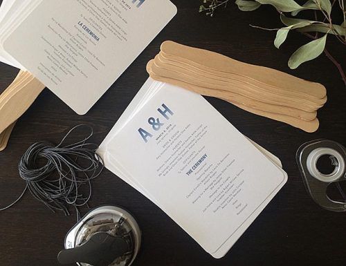 diy wedding program fans coutnry design