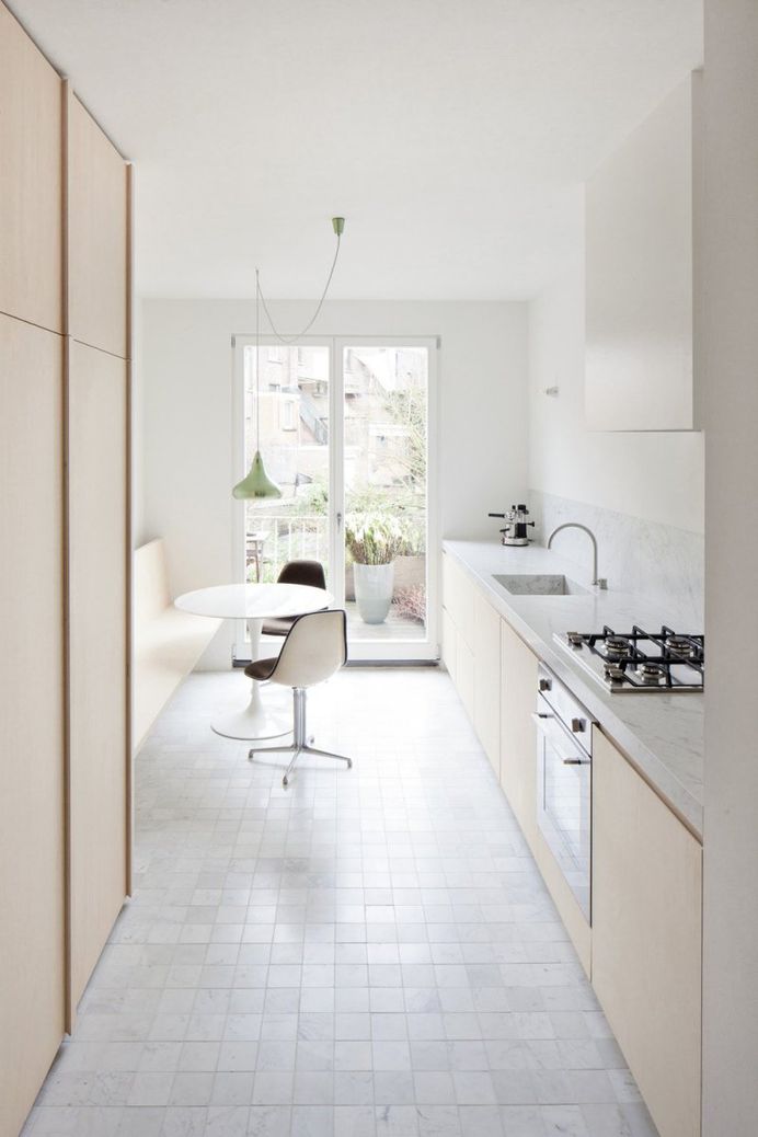 Small kitchen with dinette. House VV by Rolies + Dubois. #kitchen