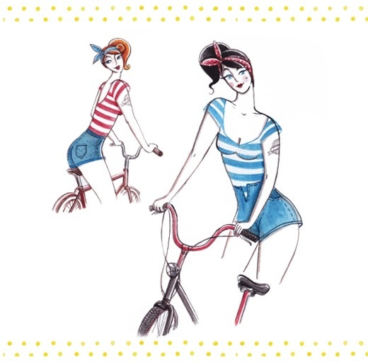 New bicycle project on Magic Suitcase! #project #bicycle #stripes #retro #publication #dots #illustration #tattoo #chic #vintage #bike #cycling #style #jeans