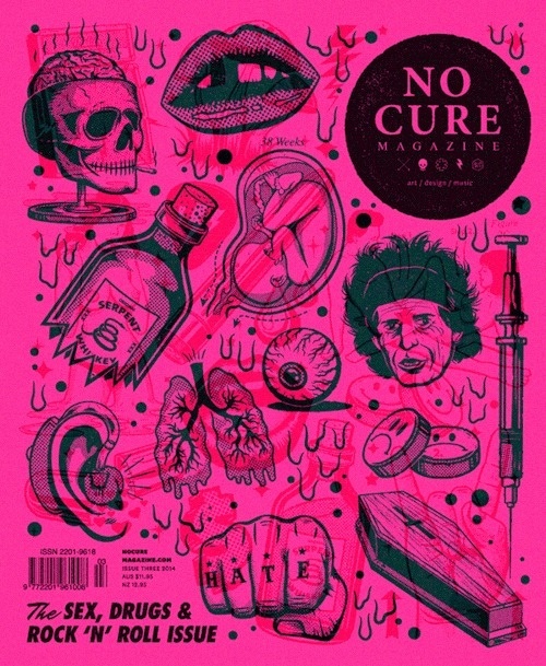 No Cure Magazine: Cover Illustration By Andrew Fairclough #n #cure #rock #no #drugs #cover #digital #illustration #gif #art #roll #drawing #magazine