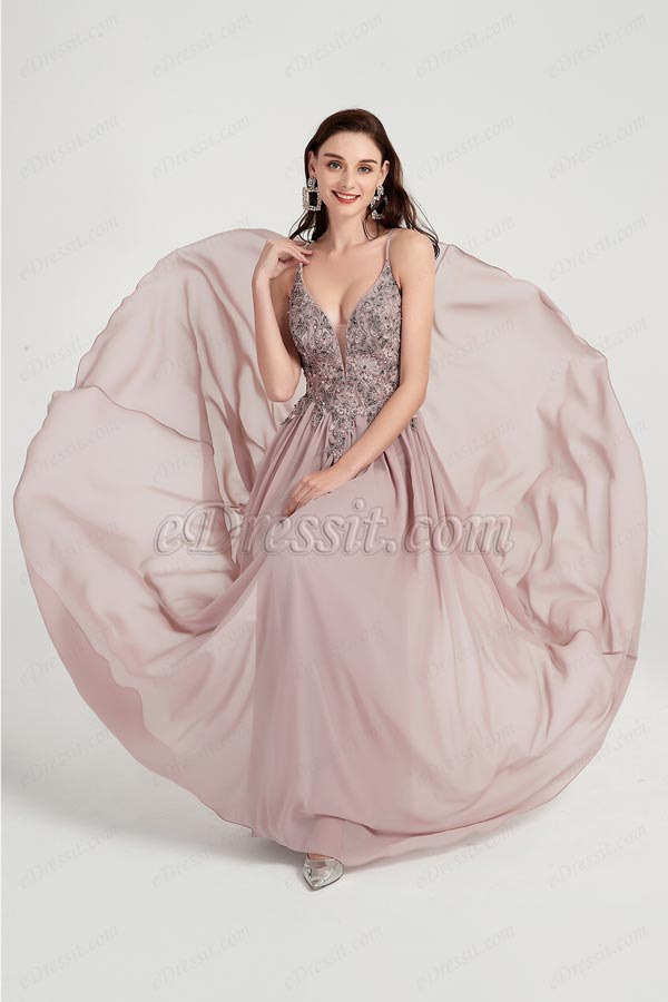 eDressit Sexy V-Cut Spaghetti Embroidery Party Evening Dress (00203246)