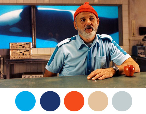 Steve Zissou: Dont point that gun at him, hes an unpaid intern. #wes #color #anderson #palette