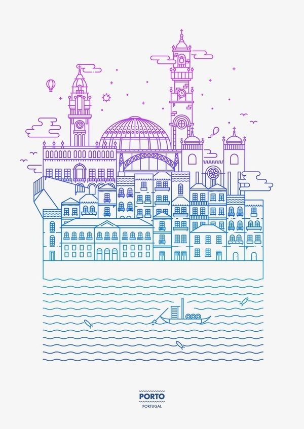 Oporto - André Torres #line #oporto #picto #illustration #porto