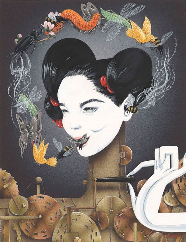 Richard Gray en una ilustración de bjork