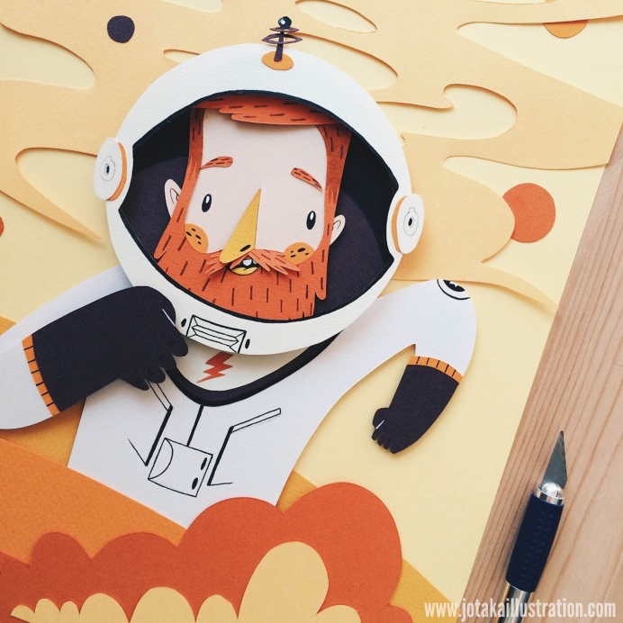 astronaut, paper, cutout, design, color