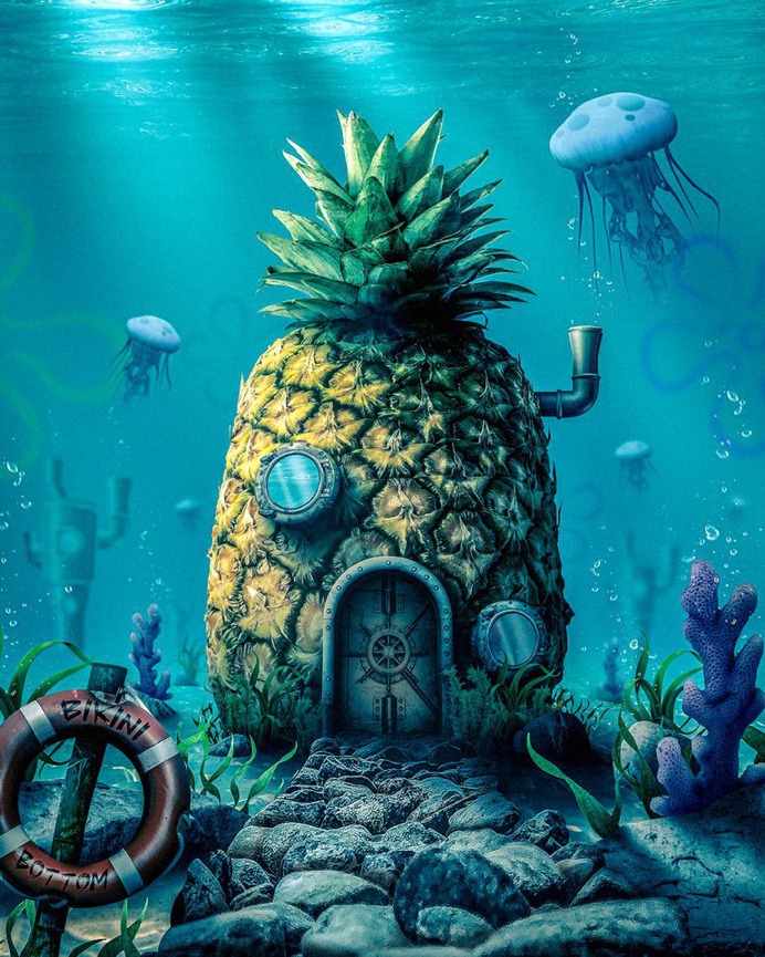 Who lives in a pineapple under the sea? by SurrealDigitalArt