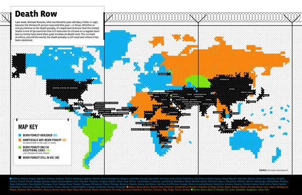 good magazine death row #information #infographics #world #graphic #row #map #countries #visualization #death #chart