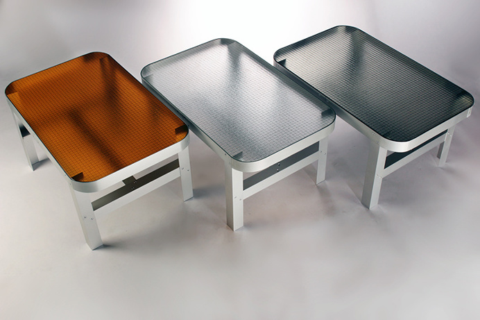jorge garaje redesigns the old-fashioned aesthetic of wired glass in buenaventura table series