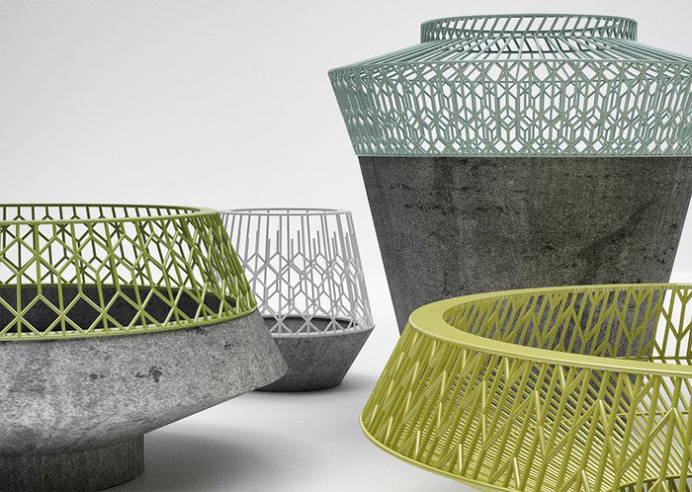 Decorative Concrete Containers by 3 Dots Collective - #design, #productdesign, #industrialdesign, #objects, product design