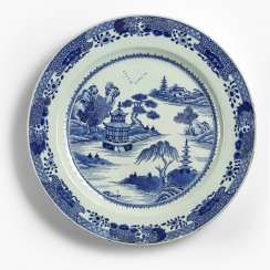 Three underglaze blue decorated with landscape panels from export porcelain #porcelain
