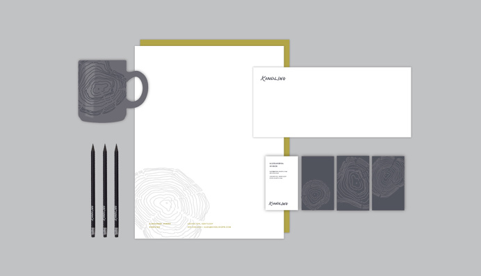 Kindling #Logo #Handwritten #TreeRings #Pattern #Stationery