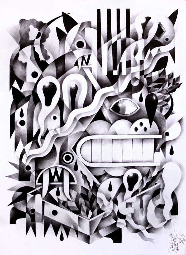 Ballpoint Drawings on Behance #white #black #and