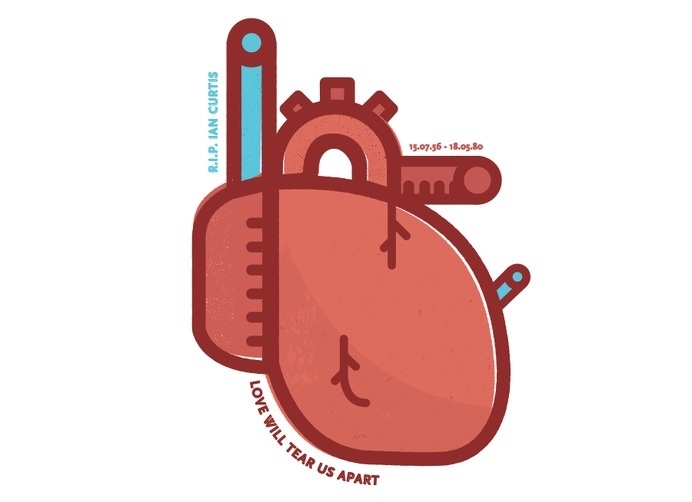 Lucas Jubb Illustration for Ian Curtis Control #heart #offset #illustrator #print #jubb #illustration #joy #division #lucas