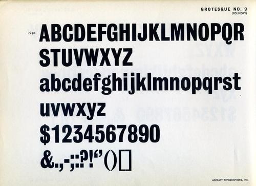 Grotesque № 9 is an old Stephenson Blake design that was adapted to the Monotype. #type #specimen #font #typography