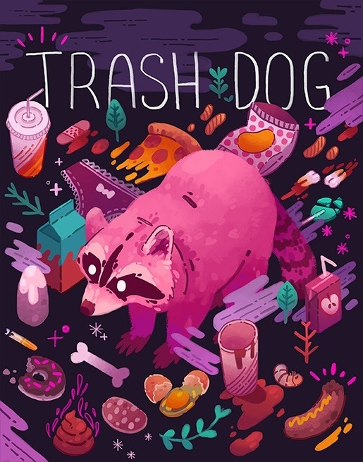 Trash Dog by Theresa O'Reilly #illustration #raccoon #trash