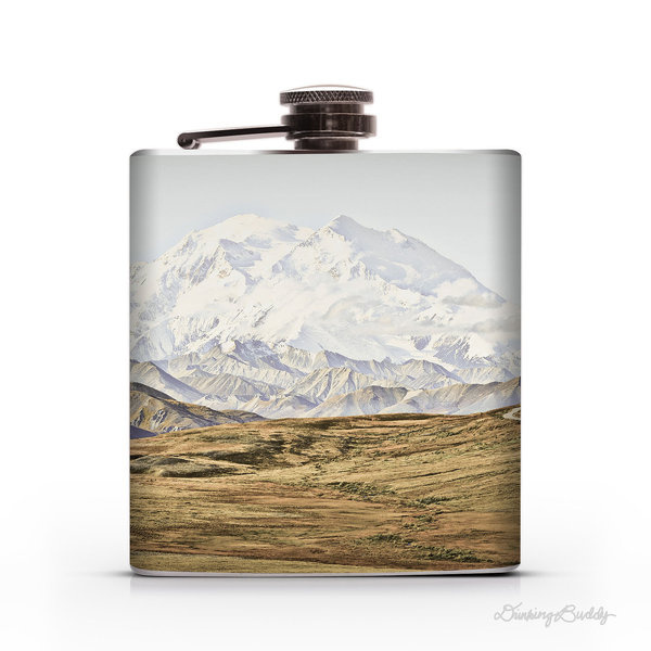 Alaskan Mountains 6oz Whiskey Hip Flask #flask #alaska #mountains #hip