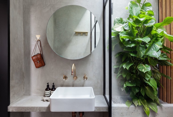 Concrete vanity. Double Life House by Breathe Architecture. #doublelifehouse #breathearchitecture #vanity #concrete #bathroom