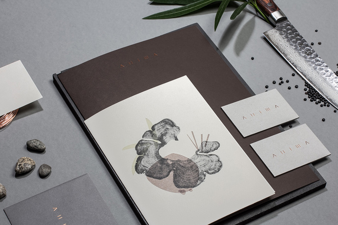 Anima Restaurant branding HOCHBURG Design Stuttgart Germany mindsparkle mag grey eat luxury corporate design stationery identity business ca