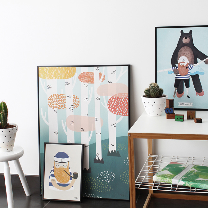 #nordic #design #graphic #illustration #danish #simple #nordicliving #living #interior #kids #room #poster #dance #dancing #bear #sailor