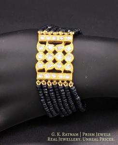 18k Gold and Diamond Polki Bracelet with Blue Sapphires - gold diamond polki kundan meena jadau jewellery