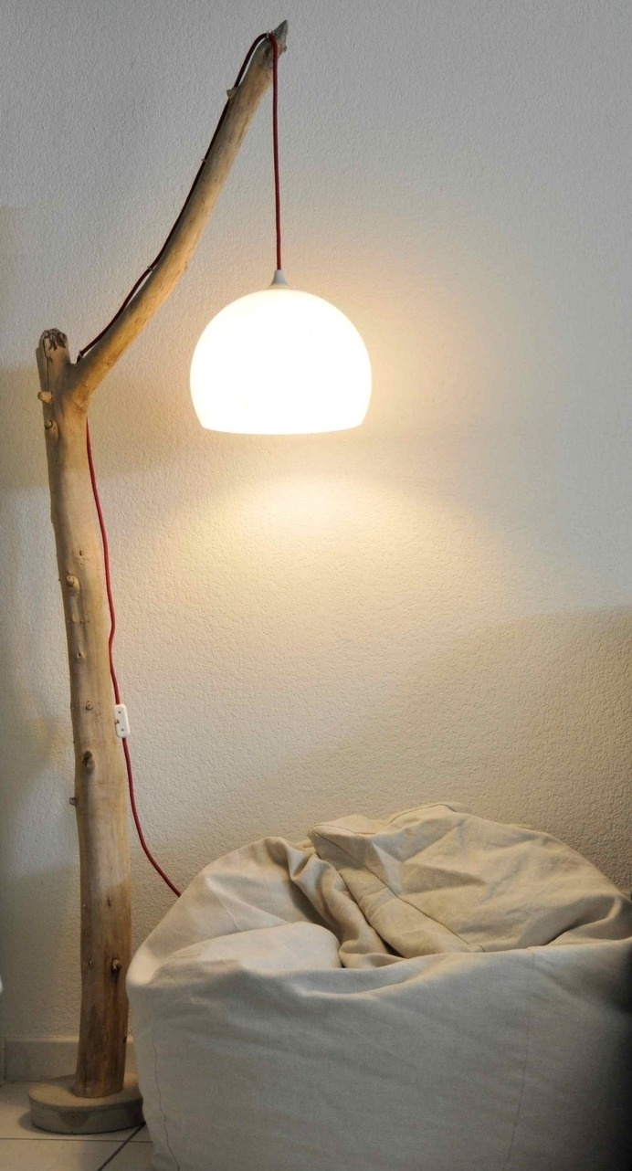 Wooden reading lamp shade floated hemisphere #driftwood #lamp #hanging