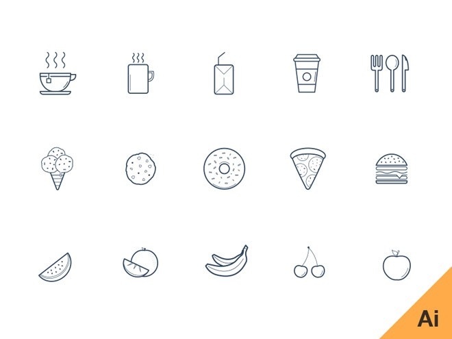 Free Kitchen Icon Set (AI)