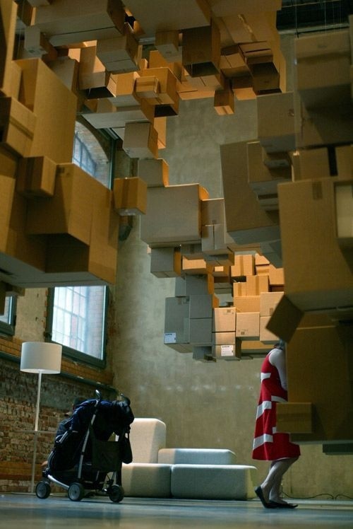 Cardboard Cloud #cardboard #art #installation