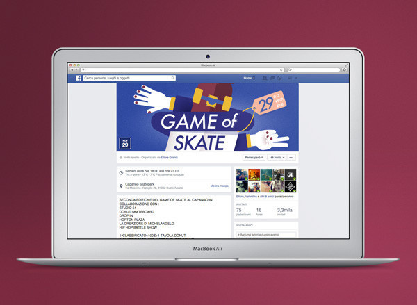 Game of skate on Behance, Magda Azab #magda #azab #rock #fresh #yellow #color #scissor #facebook #illustration #purple #web #skateboard #game #paper