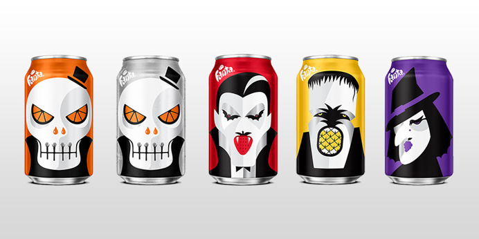 cans, soda, fanta, halloween