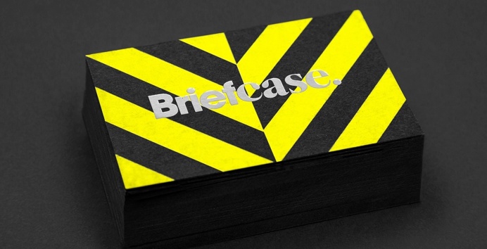 Briefcase branding by anagrama moterey mexico mindsparkle mag business card corporate design stationery minimal yellow geometry black tape l