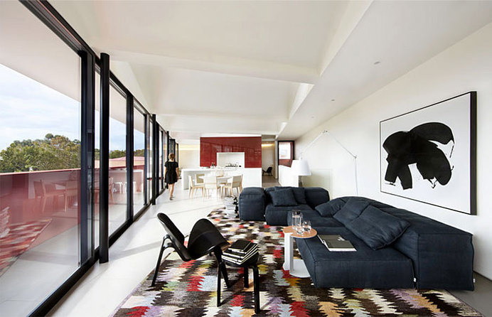 Renovated Warehouse with Marsala Color Facade renovated warehouse living room #sofa #marsala #decor #living #room