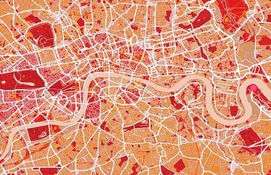 Piccsy :: London Map Art Red #orange #red #map