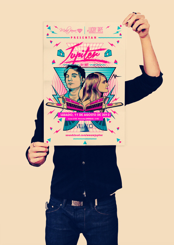 Jupiter Poster on Behance #fluo #set #dj #80s #poster