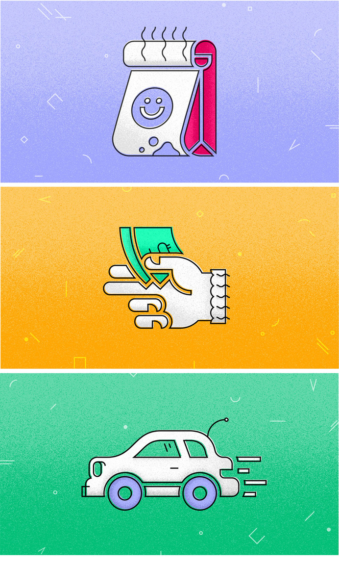 Drive-thru illustration set via Patrick Iadanza #fast #food #money #car