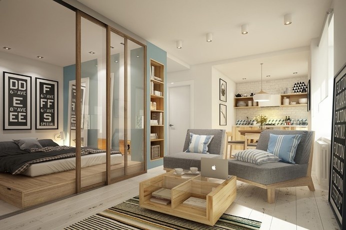 Cozy studio – 40 square meters transformed by Curly Design #apartments, #studio, #design, #interiors, #homeworlddesign