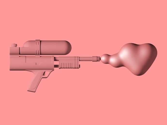 Buy Bubble Gum Gun - Make Love Not War by Rickard Arvius. #bubblegum #watergun #waterpistol #summer #chewinggum #3d #cinema4d #c4d #cgi