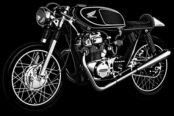 david cran honda cb350 illustration poster #cafe #cb350 #racers #motorcycles