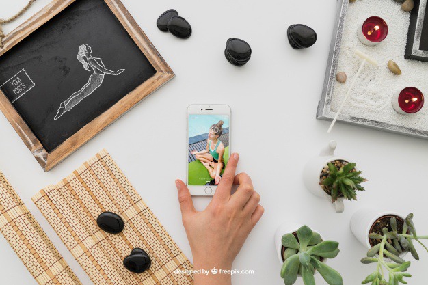 Yoga decoration with smartphone Free Psd. See more inspiration related to Mockup, Spa, Health, Cute, Yoga, Smartphone, Chalkboard, Mock up, Plant, Decoration, Drawing, Cactus, Bamboo, Healthy, Decorative, Peace, Mind, Balance, Draw, Relax, Pot, Meditation, Wellness, Healthy lifestyle, Candles, Lifestyle, Up, Tablecloth, Stones, Relaxation, Composition, Mock, Peaceful, Pose, Yoga pose and Inner on Freepik.