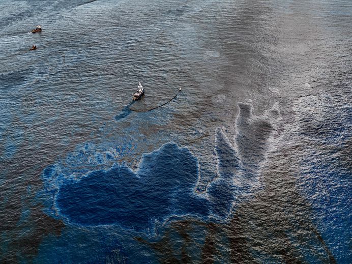 Oil Spill #4 Oil Skimming Boat, Near Ground Zero, Gulf of Mexico, June 24, 2010