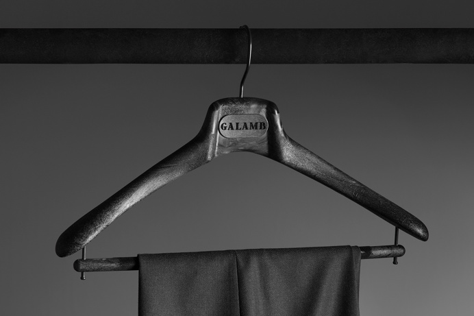 Galamb tailoring brand identity design budapest hungary mindsparkle mag black dark deluxe luxury white high end packaging business card