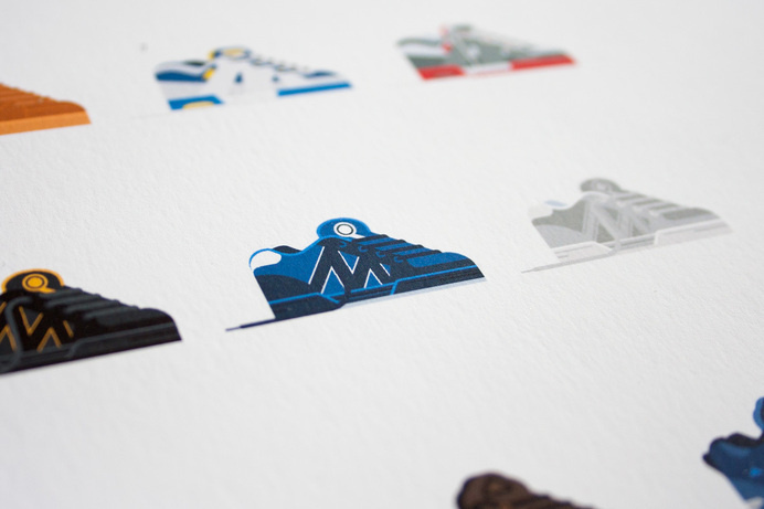 Skate Shoes of the 90s Print by Nathan Manire #flat #shoes #classics #collection #print #design #color #icons #skateboarding #retro #theme #nostalgia #illustration #90s #simple #series #streetwear #vintage #fashion #pixels