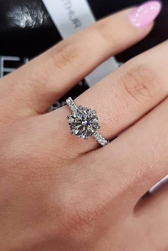 The most sparkle will be diamond rings with the highest cut grades. Choose romantic rose gold or white gold, solitaire or pave.