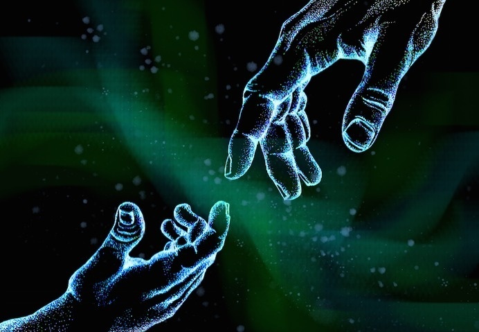 Embrace(1) #growing #illustration #up #hand #stipple #neon