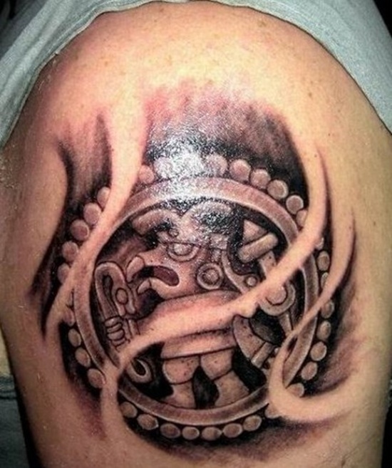 Aztec heart tattoo