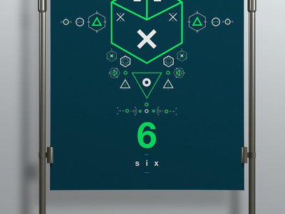 SIX // Symbols & Shapes (Green) #swiss #design #shapes #geometric #clean #symbols #number #poster #green
