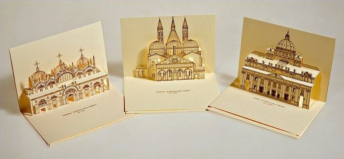 #3D #popup #kirigami #postcards with #Italian #cathedrals