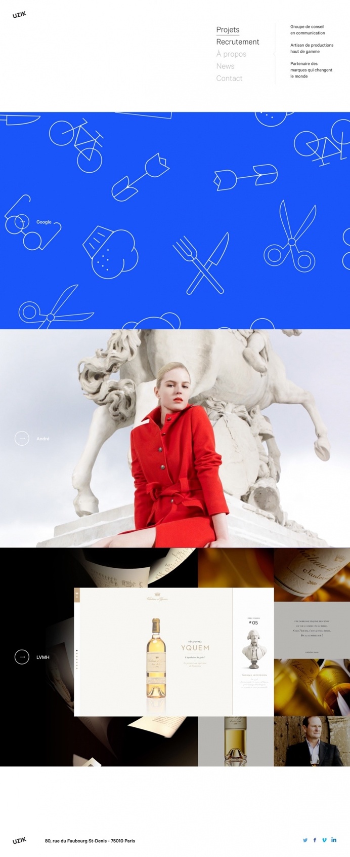 Uzik french design webdesign communication studio agency modern beautiful simple clean webdesign website site of the day inspiration inspire