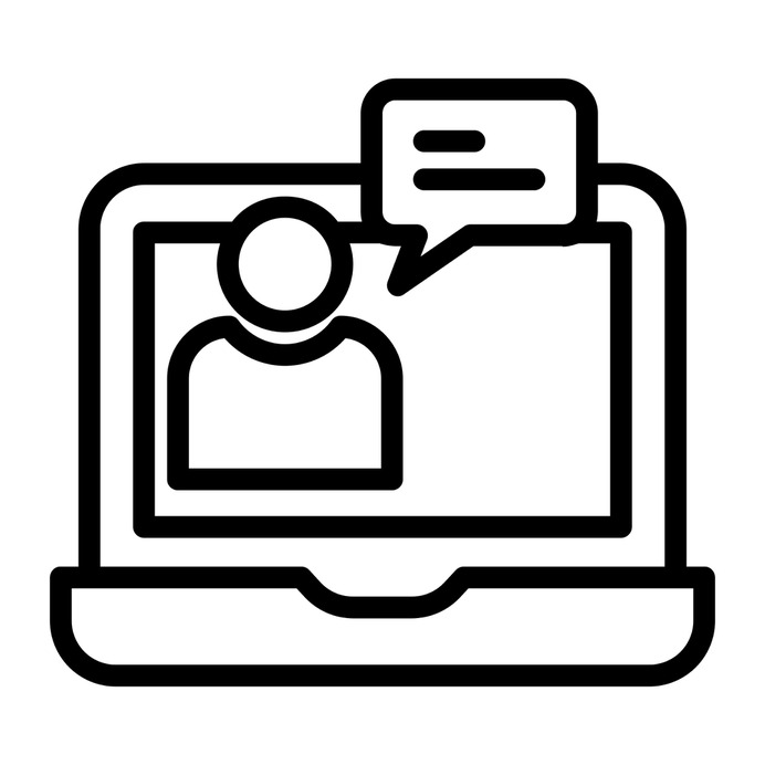 See more icon inspiration related to chat, student, elearning, ui, chat bubble, studying, learning, communications, education, reading, user, online, message, laptop, person, monitor and computer on Flaticon.